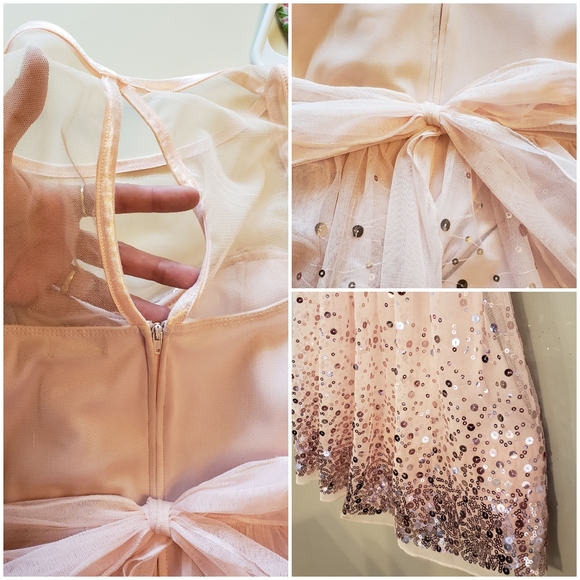 New Pink Tulle Sequin & Mesh Dress Size 7 Juniors - Picture 4 of 8